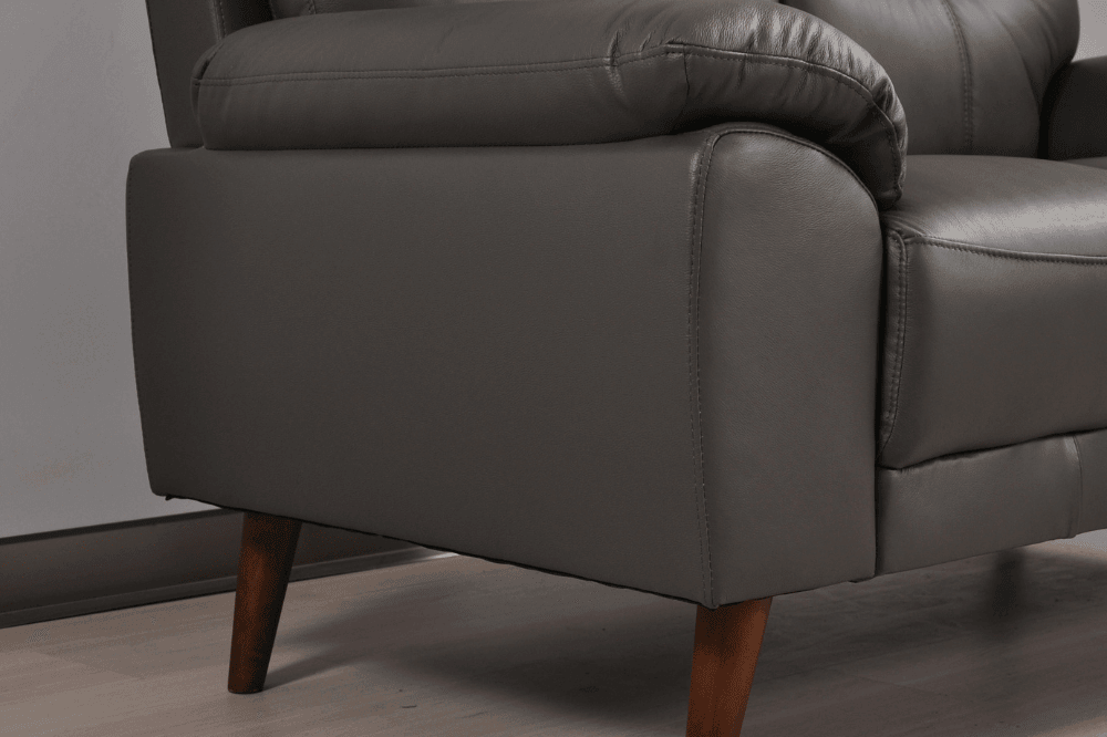 Vantage Genuine Leather Grey 2 Seater Sofa