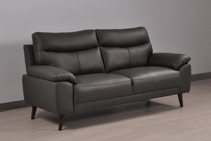 Vantage Genuine Leather Grey 3 Seater Sofa