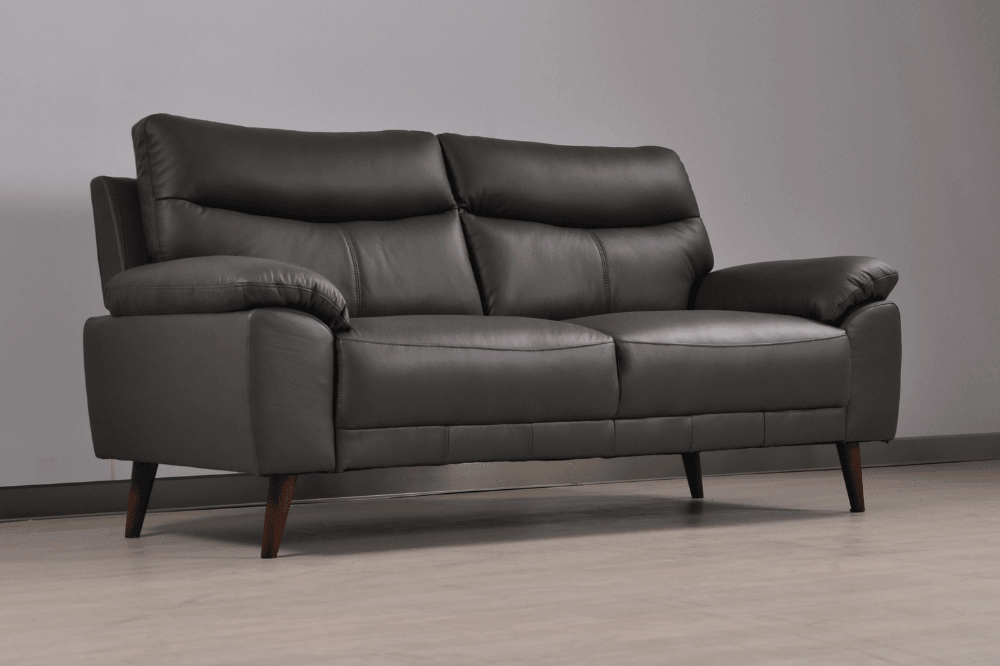 Vantage Genuine Leather Grey 3 Seater Sofa