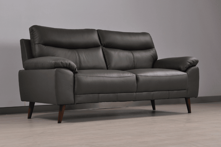 Vantage Genuine Leather Grey 3 Seater Sofa