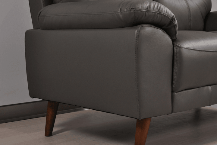 Vantage Genuine Leather Grey 3 Seater Sofa