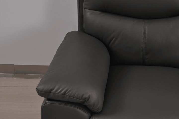 Vantage Genuine Leather Grey 3 Seater Sofa