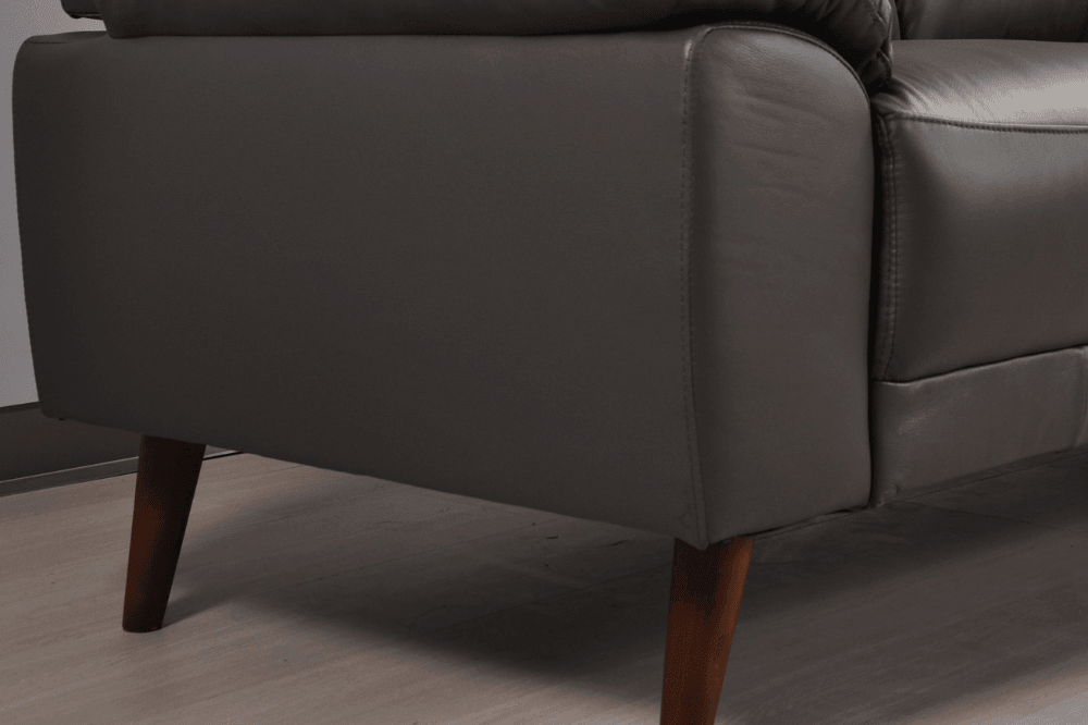 Vantage Genuine Leather Grey 3 Seater Sofa