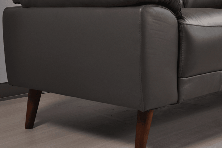 Vantage Genuine Leather Grey 3 Seater Sofa