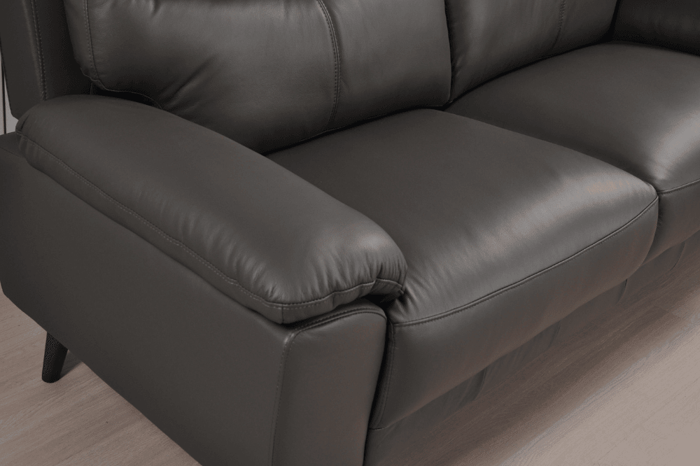 Vantage Genuine Leather Grey 3 Seater Sofa