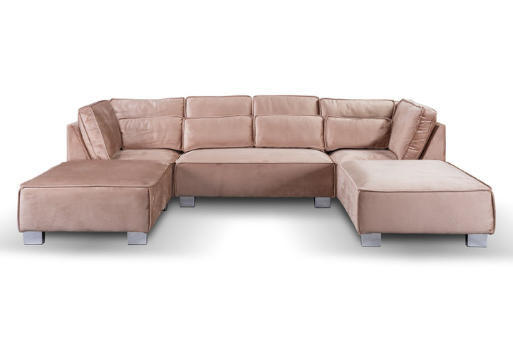 Sloane U Shape Mink Velvet Corner Sofa
