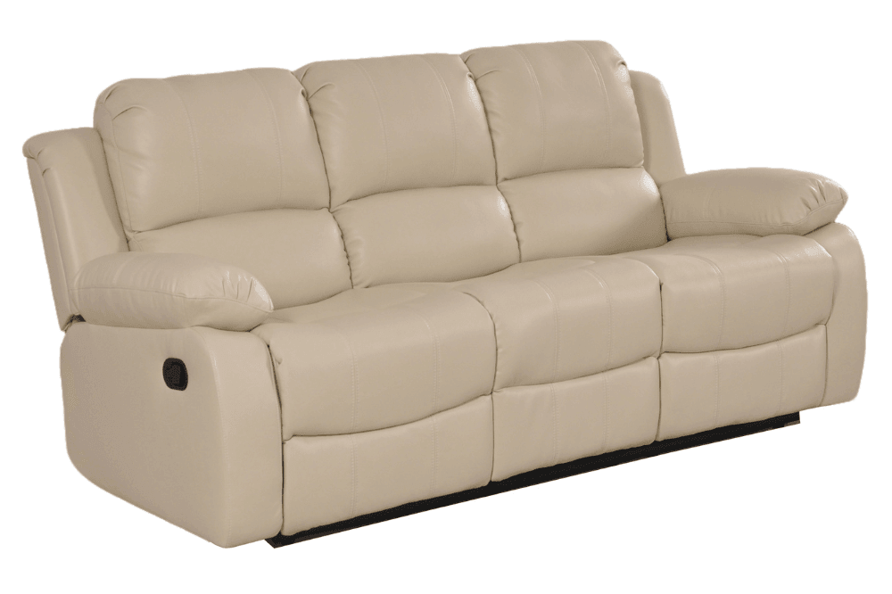 Sevile Cream Leather 3 Seater Recliner Sofa