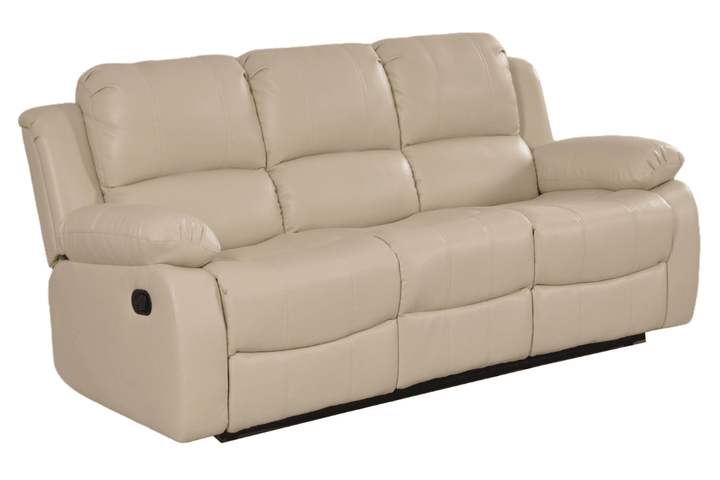 Sevile Cream Leather 3 Seater Recliner Sofa