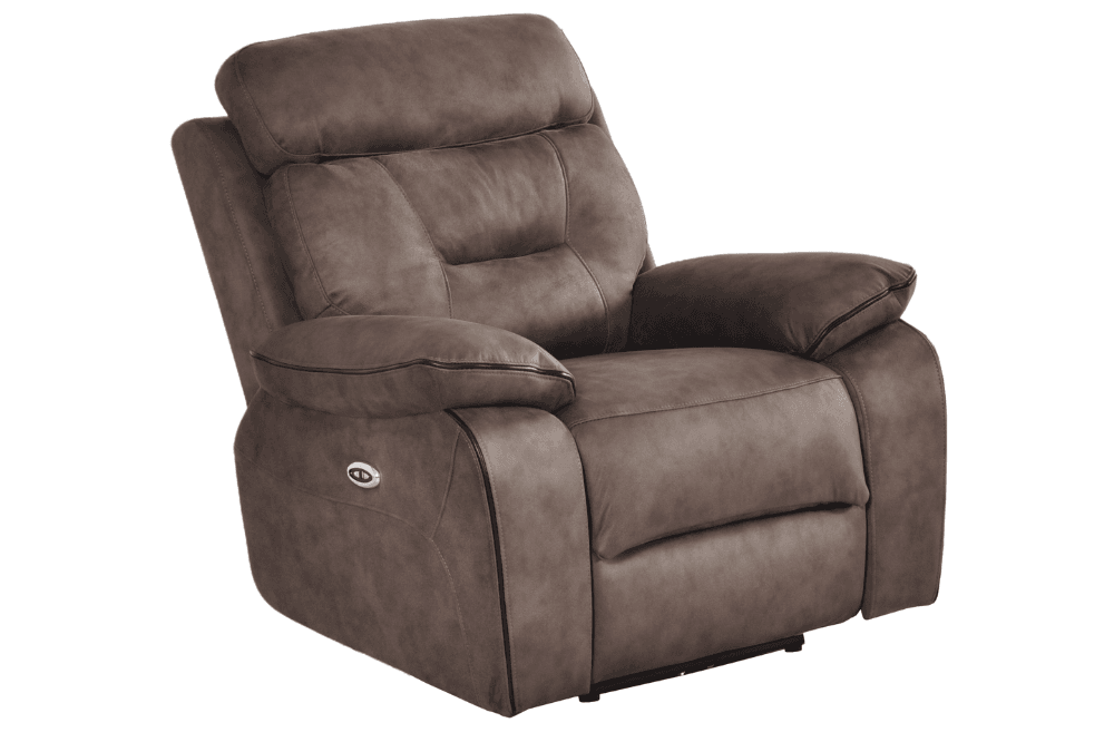 Foster Brown Fabric Electric Recliner Armchair