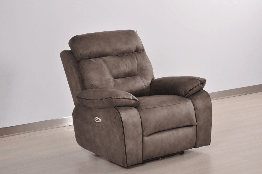 Foster Brown Fabric Electric Recliner Armchair