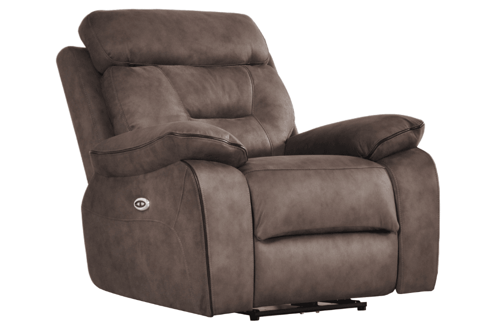Foster Brown Fabric Electric Recliner Armchair