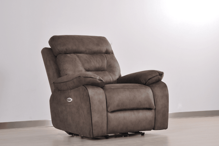 Foster Brown Fabric Electric Recliner Armchair