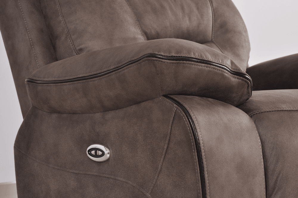 Foster Brown Fabric Electric Recliner Armchair
