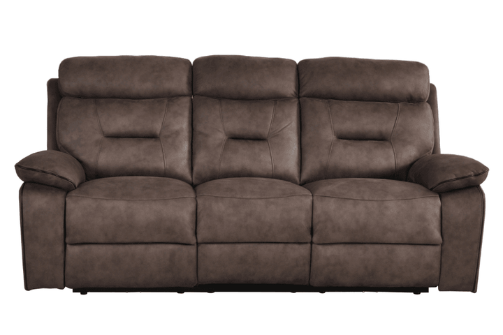 Foster Brown Fabric Electric Recliner 3 Seater Sofa