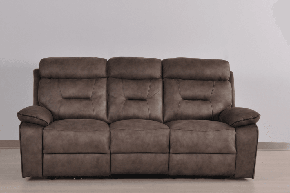 Foster Brown Fabric Electric Recliner 3 Seater Sofa