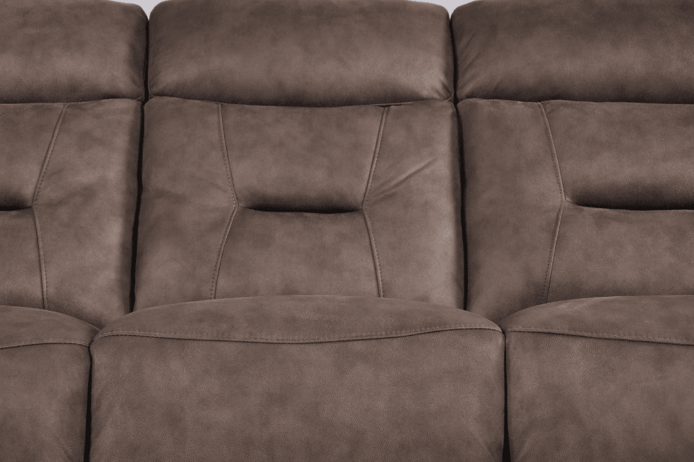 Foster Brown Fabric Electric Recliner 3 Seater Sofa