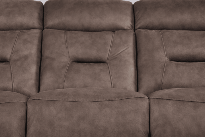 Foster Brown Fabric Electric Recliner 3 Seater Sofa