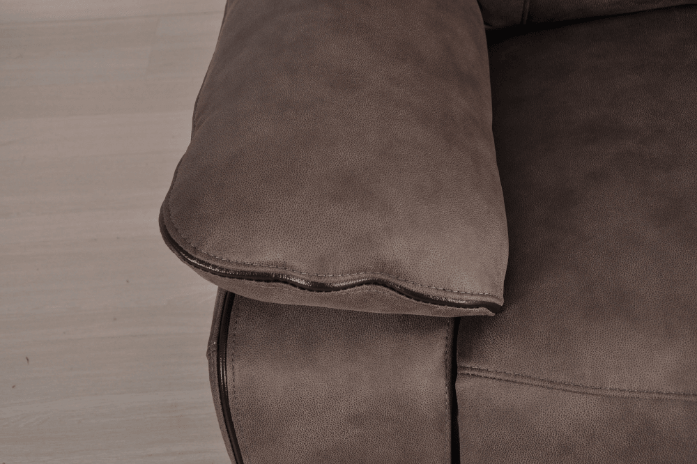 Foster Brown Fabric Electric Recliner 3 Seater Sofa