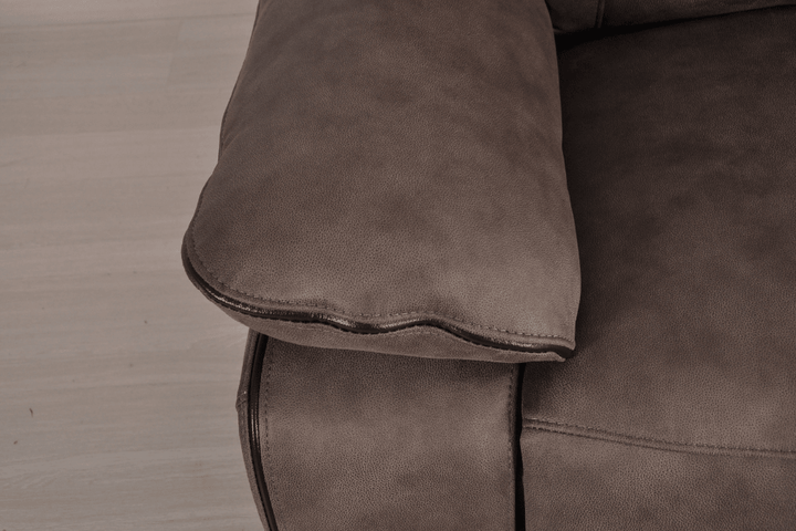 Foster Brown Fabric Electric Recliner 3 Seater Sofa