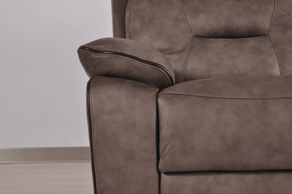 Foster Brown Fabric Electric Recliner 3 Seater Sofa