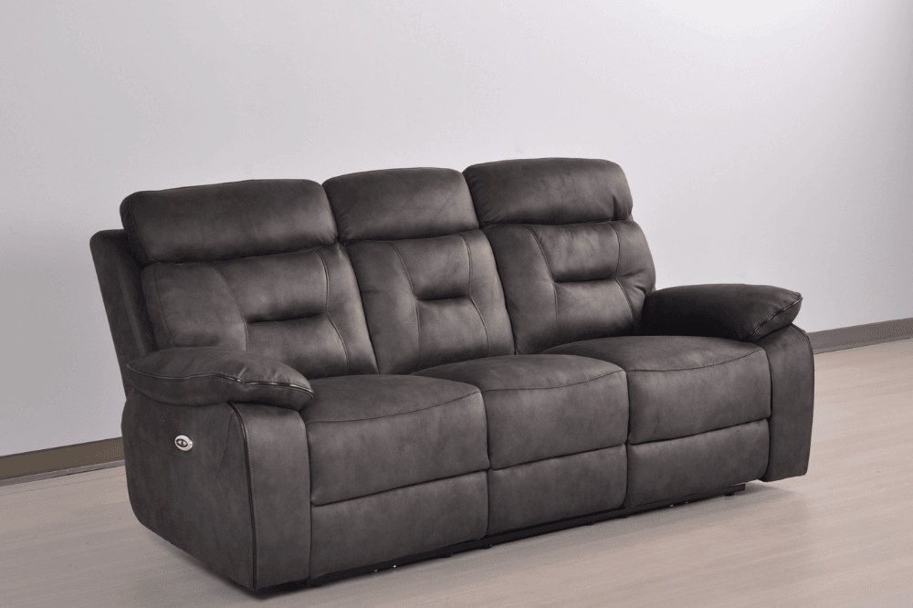 Foster Dark Grey Fabric Electric Recliner 3 Seater Sofa