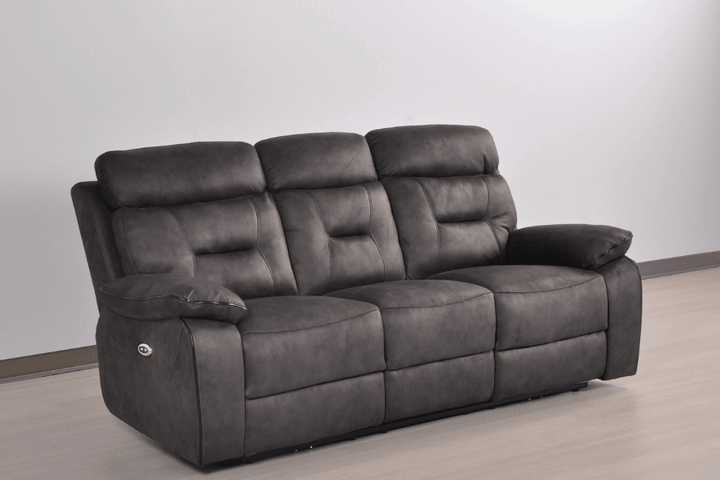 Foster Dark Grey Fabric Electric Recliner 3 Seater Sofa