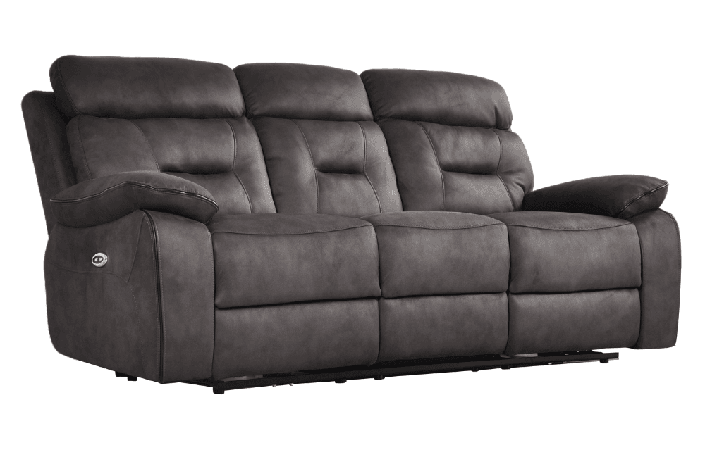 Foster Dark Grey Fabric Electric Recliner 3 Seater Sofa