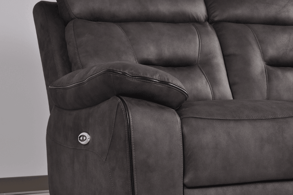 Foster Dark Grey Fabric Electric Recliner 3 Seater Sofa