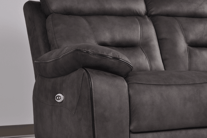 Foster Dark Grey Fabric Electric Recliner 3 Seater Sofa