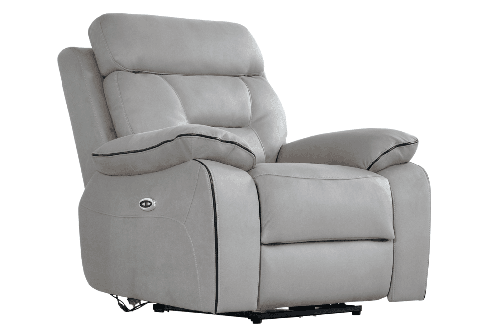 Foster Light Grey Fabric Electric Recliner Armchair