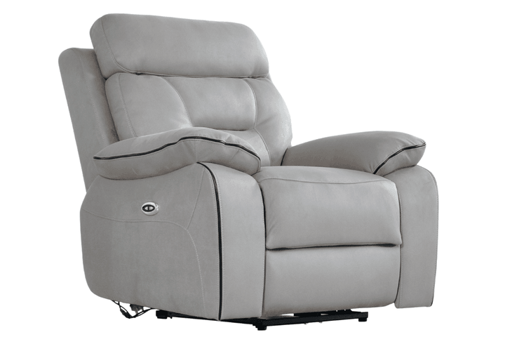 Foster Light Grey Fabric Electric Recliner Armchair