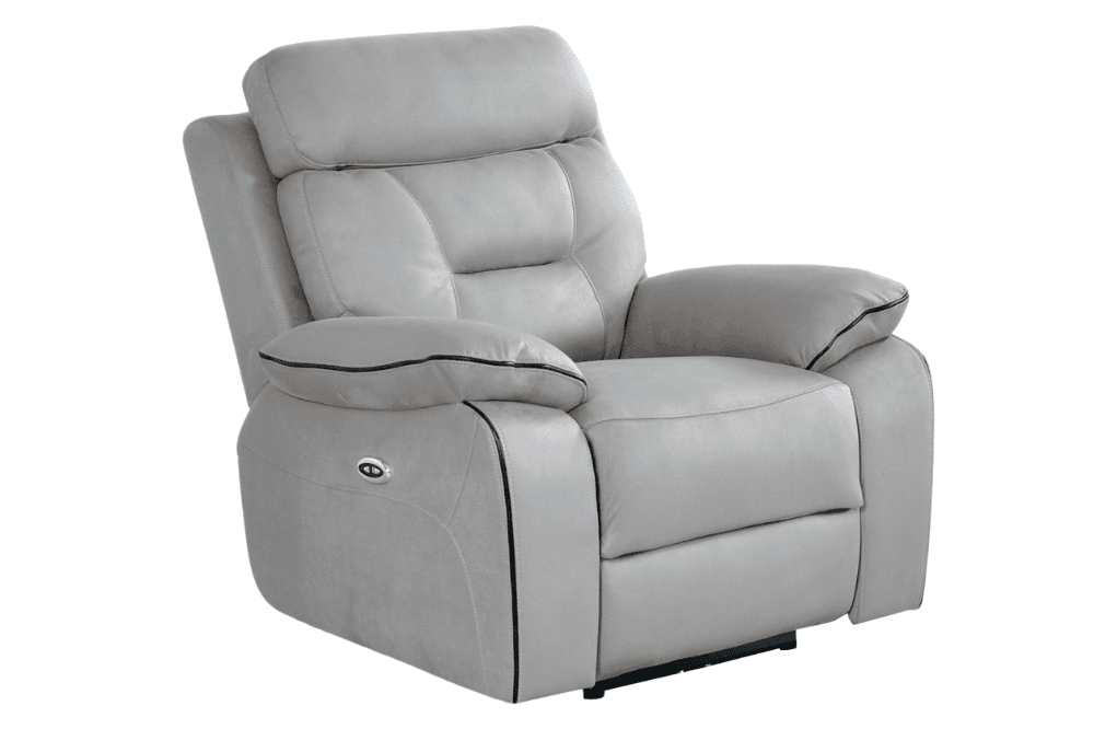 Foster Light Grey Fabric Electric Recliner Armchair