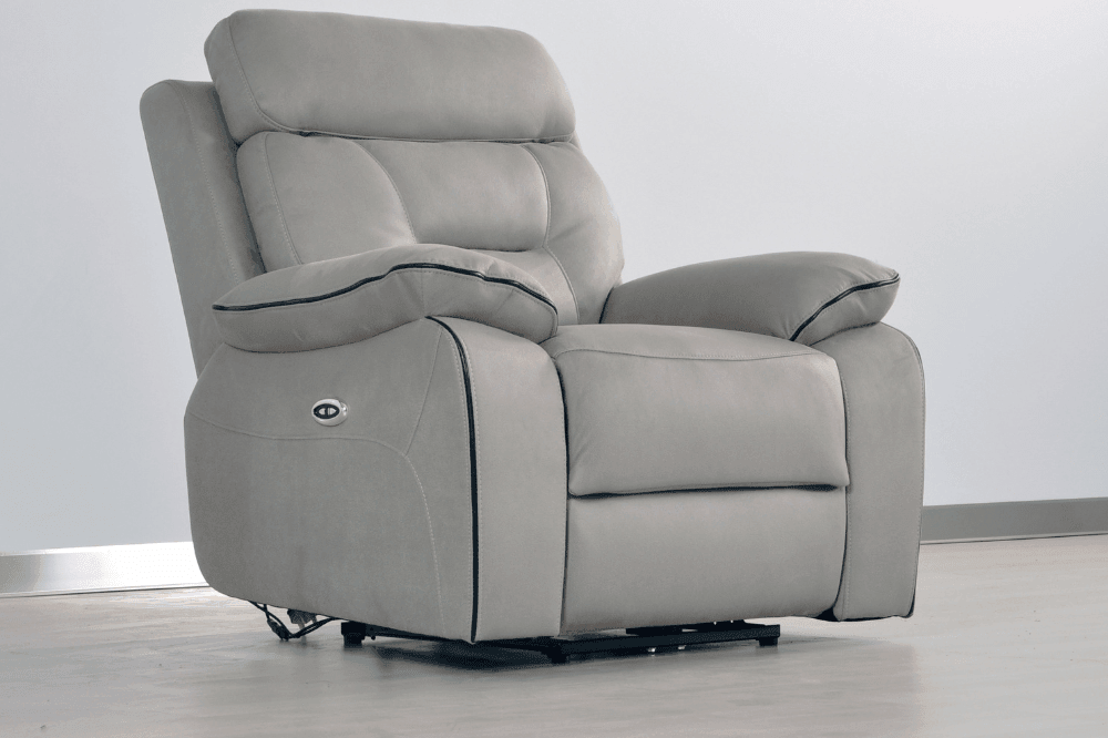 Foster Light Grey Fabric Electric Recliner Armchair