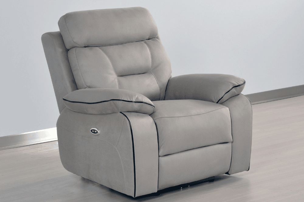 Foster Light Grey Fabric Electric Recliner Armchair