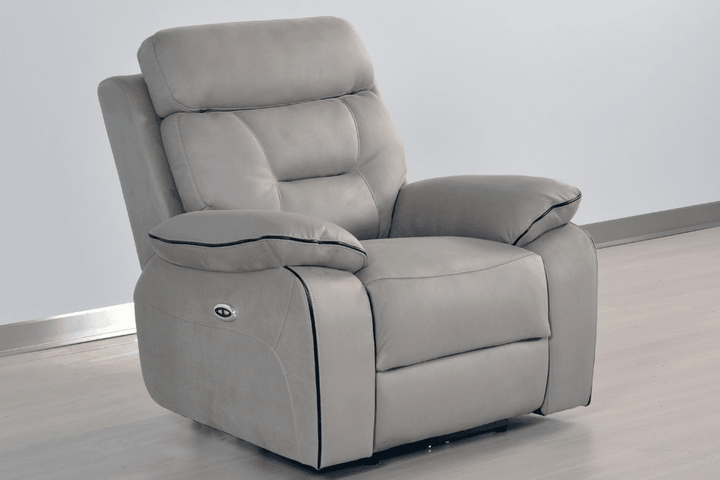 Foster Light Grey Fabric Electric Recliner Armchair