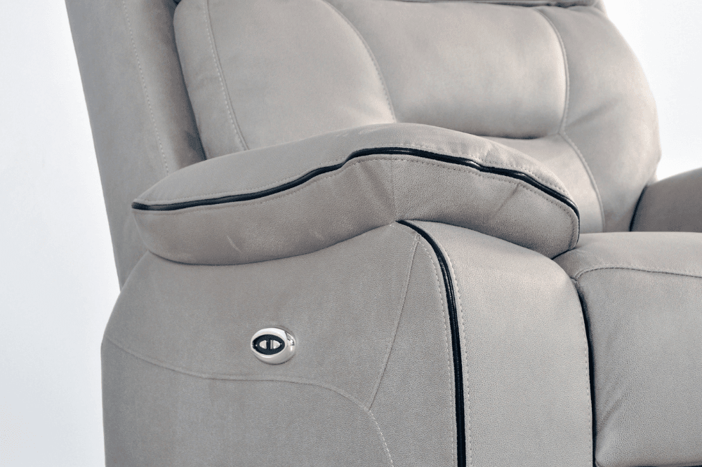 Foster Light Grey Fabric Electric Recliner Armchair