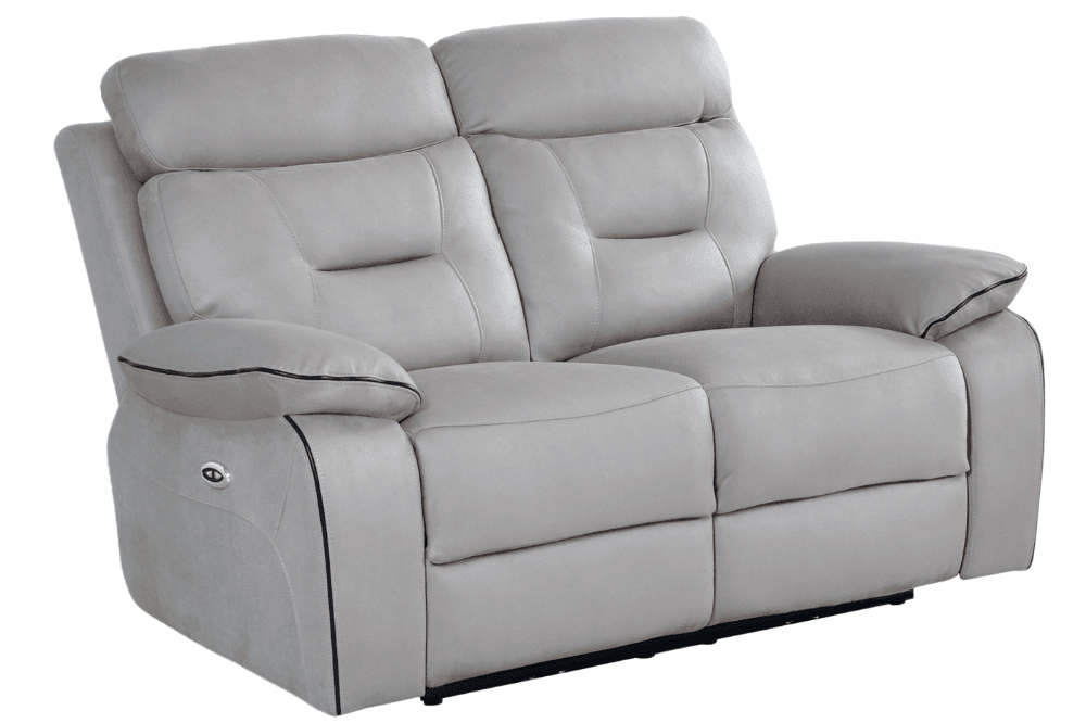 Foster Light Grey Fabric Electric Recliner 2 Seater Sofa