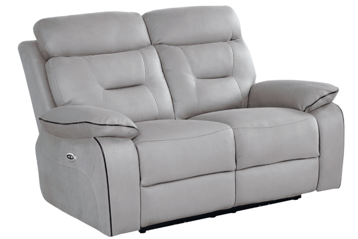 Foster Light Grey Fabric Electric Recliner 2 Seater Sofa