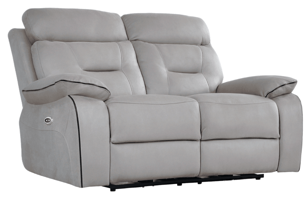 Foster Light Grey Fabric Electric Recliner 2 Seater Sofa