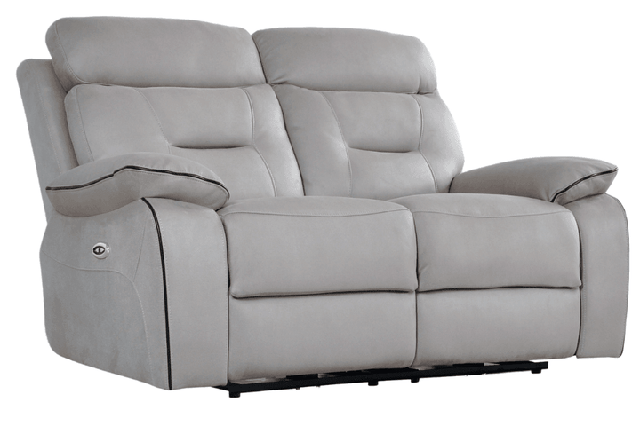 Foster Light Grey Fabric Electric Recliner 2 Seater Sofa