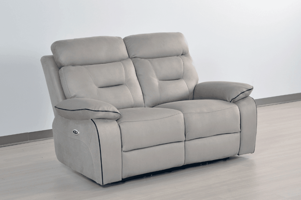 Foster Light Grey Fabric Electric Recliner 2 Seater Sofa