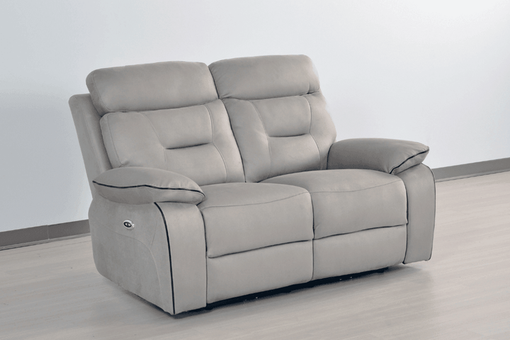 Foster Light Grey Fabric Electric Recliner 2 Seater Sofa
