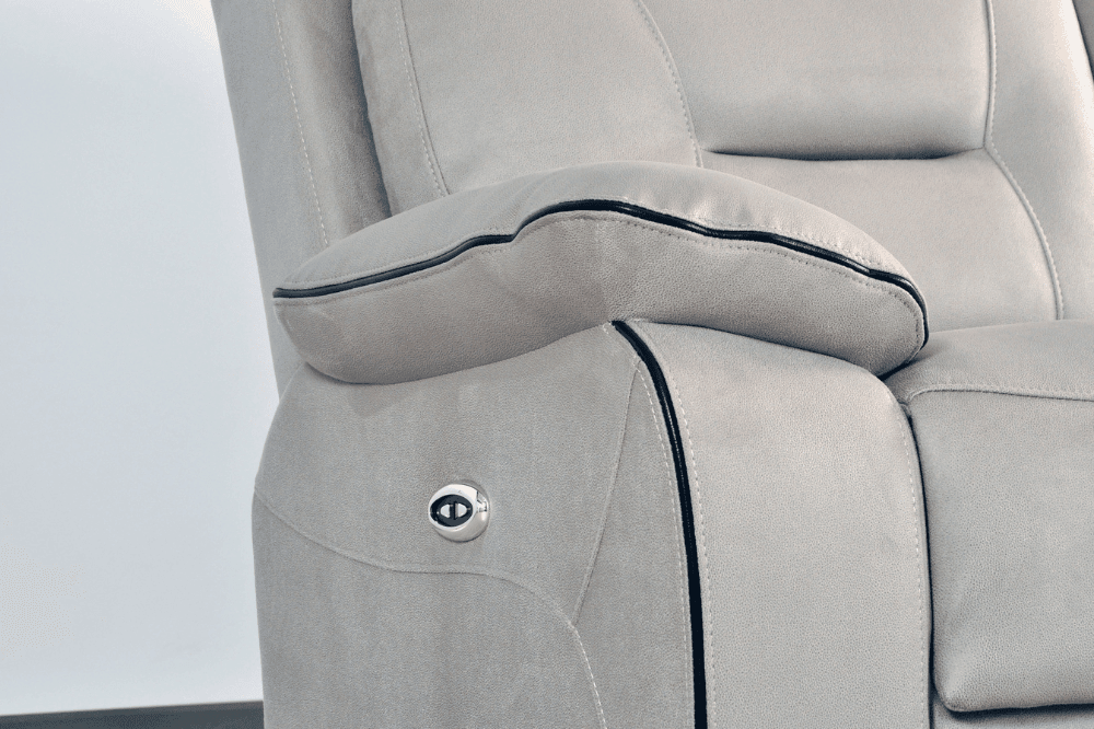 Foster Light Grey Fabric Electric Recliner 2 Seater Sofa