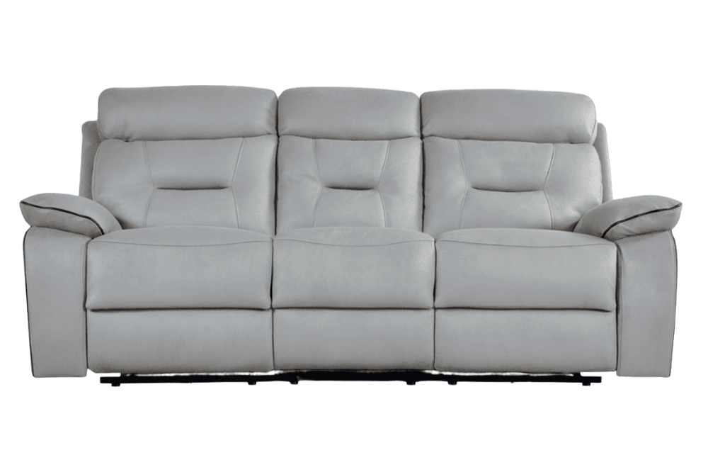 Foster Light Grey Fabric Electric Recliner 3 Seater Sofa
