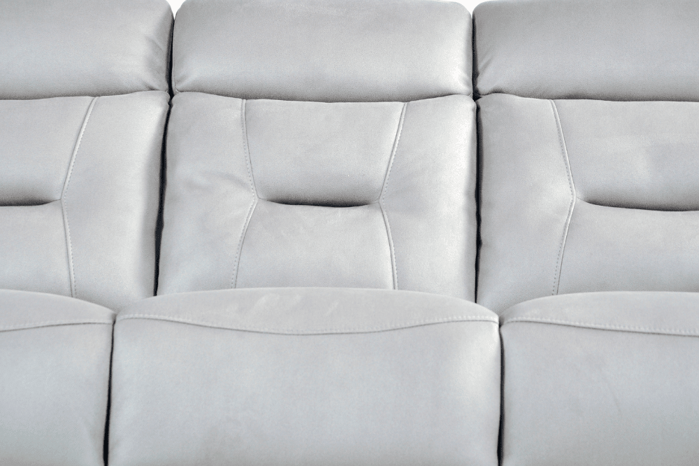Foster Light Grey Fabric Electric Recliner 3 Seater Sofa