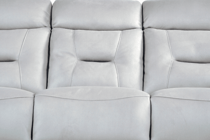 Foster Light Grey Fabric Electric Recliner 3 Seater Sofa
