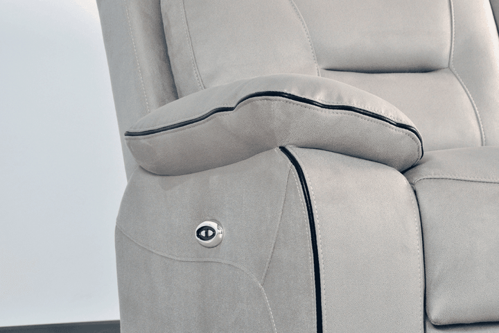 Foster Light Grey Fabric Electric Recliner 3 Seater Sofa