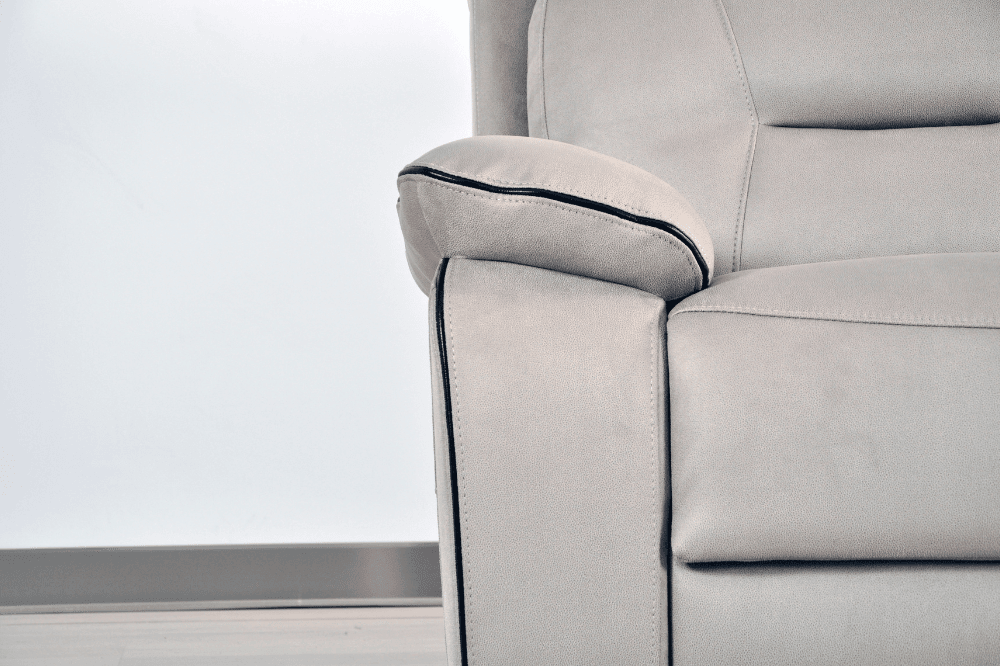 Foster Light Grey Fabric Electric Recliner 3 Seater Sofa