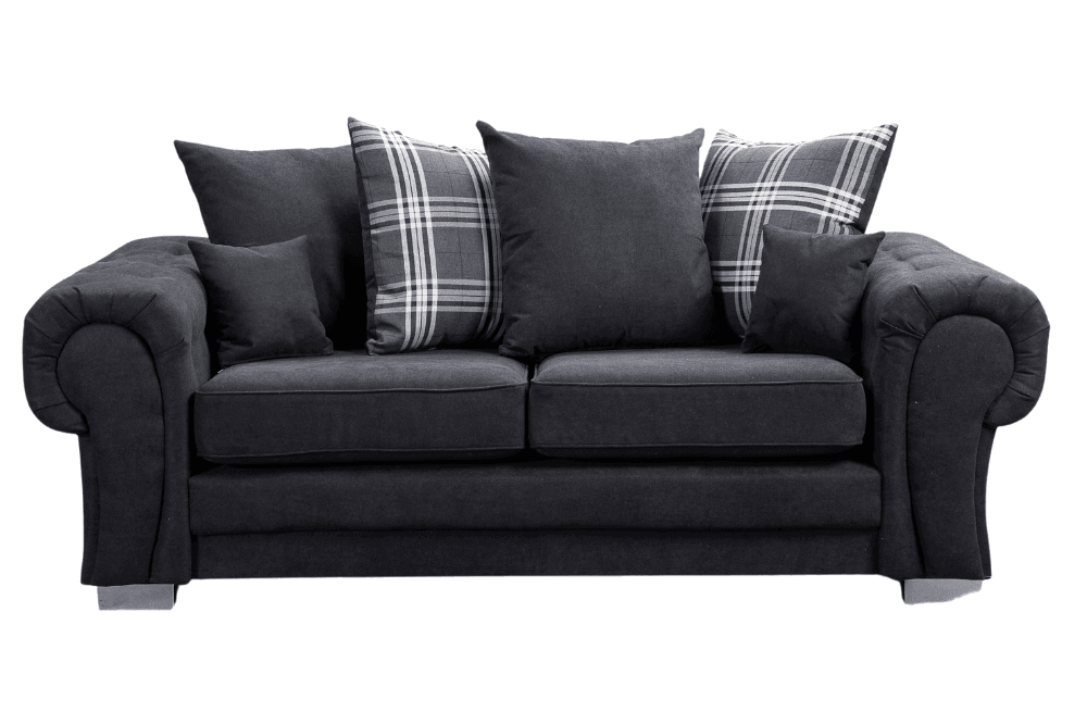 Verona Scatter Black Fabric 3 Seater Sofa