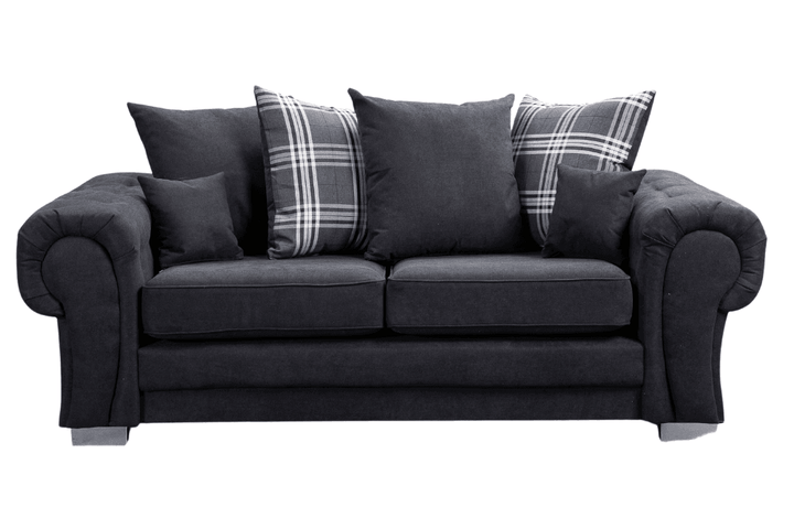Verona Scatter Black Fabric 3 Seater Sofa